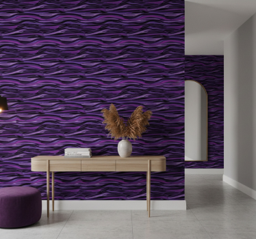 Cute animal wallpaper in purple wave pattern - TenStickers