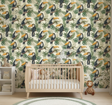 Cute animal wallpaper jungle toucans - TenStickers