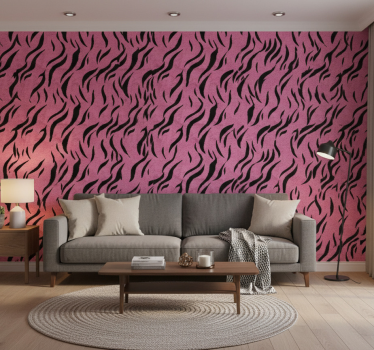 Cute animal wallpaper pink tiger pattern - TenStickers