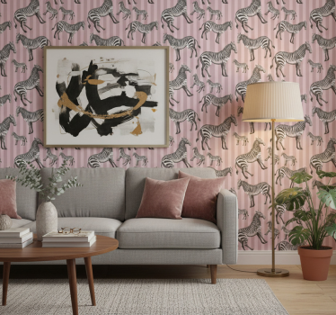Cute animal wallpaper vintage zebra illustration pattern - TenStickers
