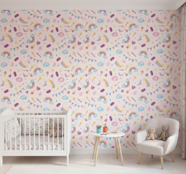 Cute animal wallpaper watercolor seamless pattern - TenStickers
