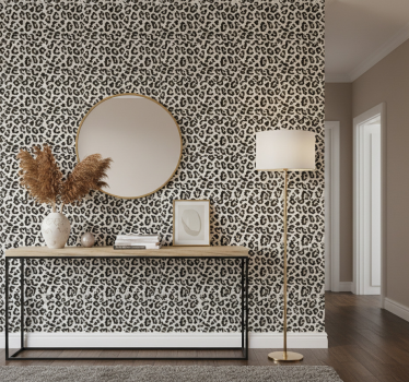 Cute animal wallpaper white leopard print - TenStickers