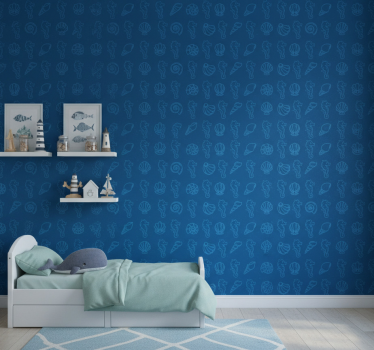 Cute animal wallpaper with marine motifs illustration - TenStickers