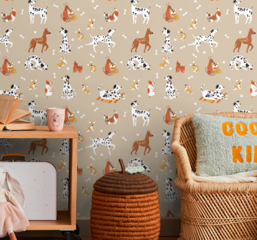 Cute animal wallpaper with playful animal designs - TenStickers