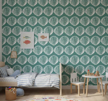 Cute animal wallpaper with retro seashell design - TenStickers