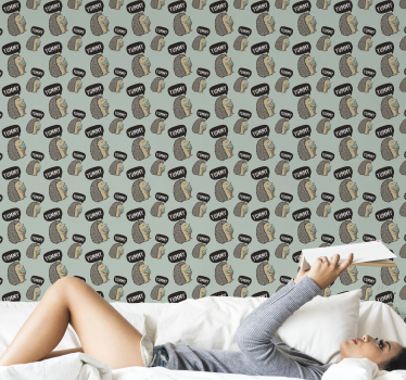 Cute hedgehog print cute animal wallpaper - TenStickers