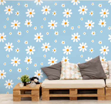 Daisy Pattern Bloom flowers wallpaper - TenStickers