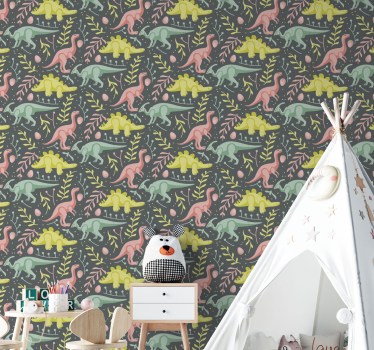 Dinosaur Cartoon Play dino wallpaper - TenStickers