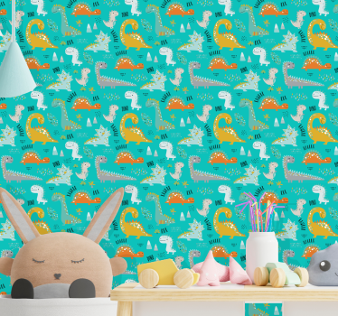 Dinosaur Delight dino wallpaper - TenStickers