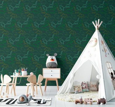 Dinosaur Doodles dino wallpaper - TenStickers