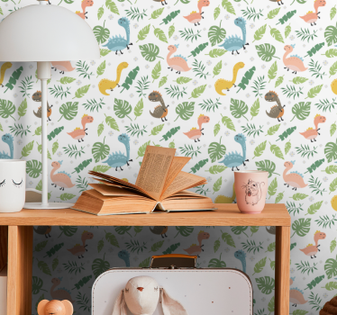 Baby jungle scene dino wallpaper - TenStickers