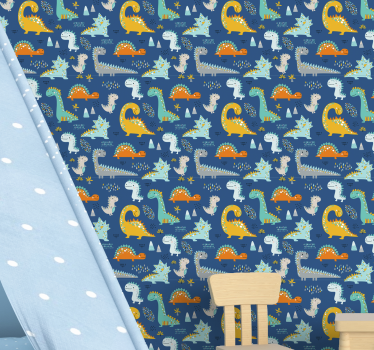 Dinosaurs Pattern dino wallpaper - TenStickers