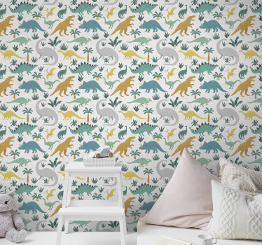 dinosaurs with trees Kids Wallpaper - TenStickers