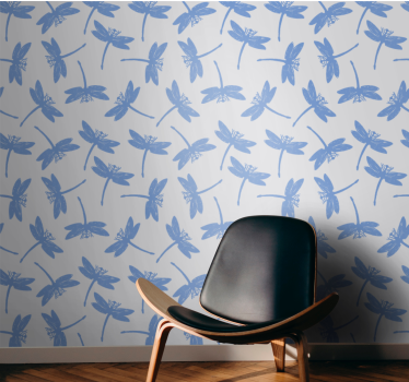 Blue Dragonfly Pattern animal wallpaper - TenStickers