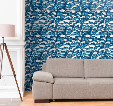 Dynamic Ocean Waves fishes wallpaper - TenStickers