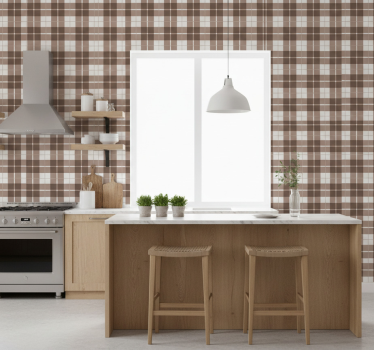 Earthy tones check tiles wallpaper - TenStickers