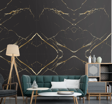Elegant black and golden design wallpaper marble - TenStickers
