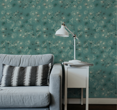 Elegant green display flowers wallpaper - TenStickers