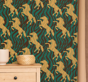 Elegant gallop motif wallpaper horses - TenStickers