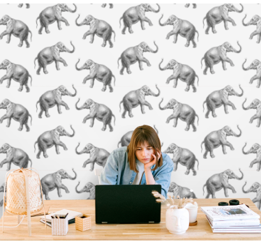 Elephant wallpaper elephant pattern - TenStickers