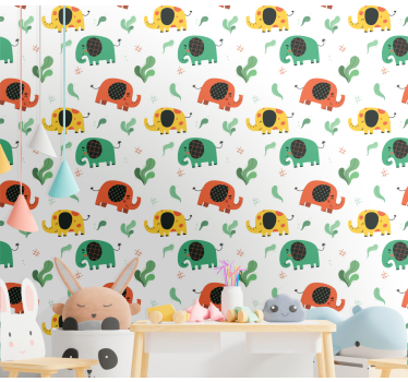 Elephant wallpaper playful elephant design - TenStickers