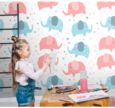 Elephant wallpaper playful elephant designs - TenStickers