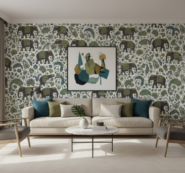 Elephant wallpaper realistic elephant pattern - TenStickers