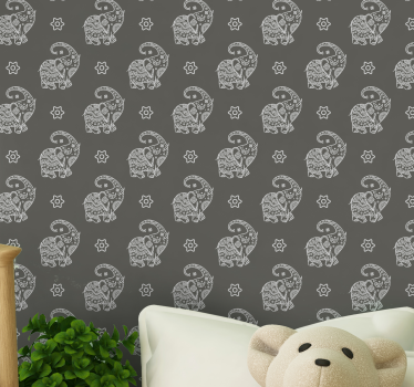 Elephant wallpaper with elephant motif - TenStickers
