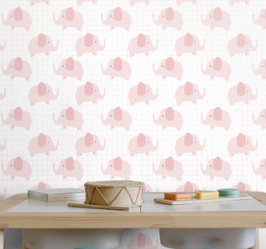 Elephant wallpaper with playful elephant motif - TenStickers