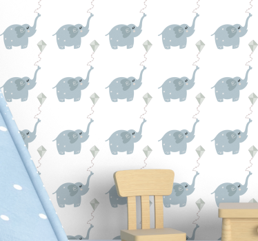 Elephants with Kites elephant wallpaper - TenStickers