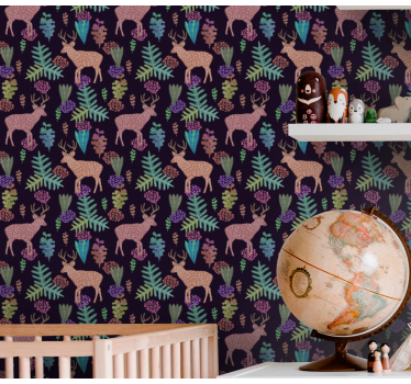 Enchanted Forest Scene cute animal wallpaper - TenStickers