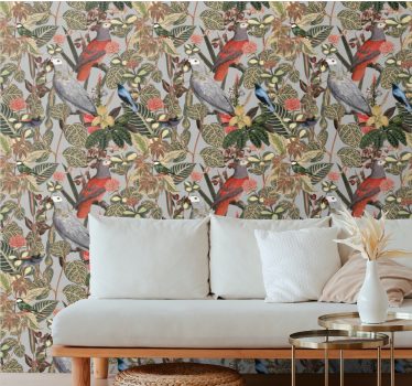 Exotic Parrot Pattern parrots wallpaper - TenStickers