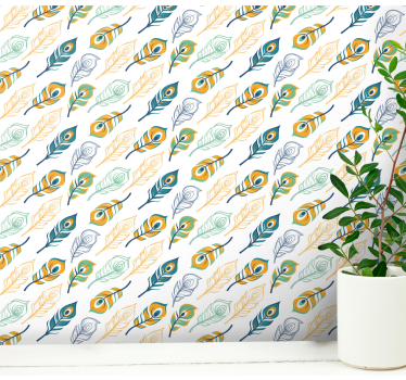 Feathered Elegance art deco wallpaper - TenStickers