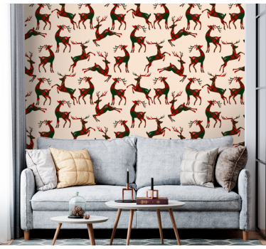 Festive Reindeer cute animal wallpaper - TenStickers