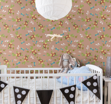 Fishes wallpaper with fishes and turtles pattern - TenStickers