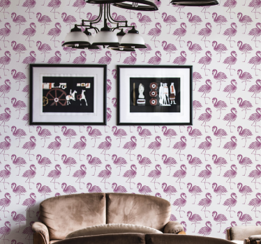 Flamingo Motif cute animal wallpaper - TenStickers