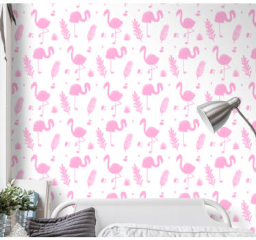 Flamingo Motifs cute animal wallpaper - TenStickers