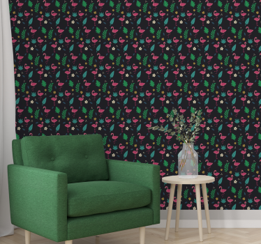 Flamingo Pattern cute animal wallpaper - TenStickers