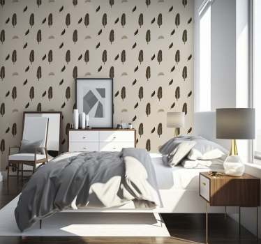 flat draw feathers Wedding wallpaper - TenStickers