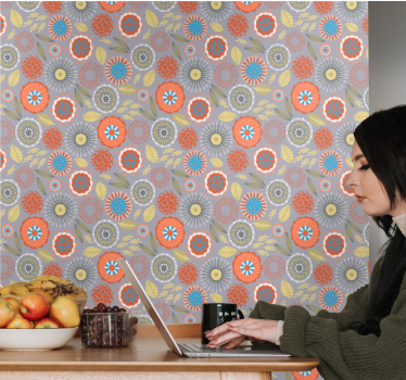 Floral Burst flowers wallpaper - TenStickers