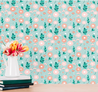 Soft spring print flowers wallpaper - TenStickers