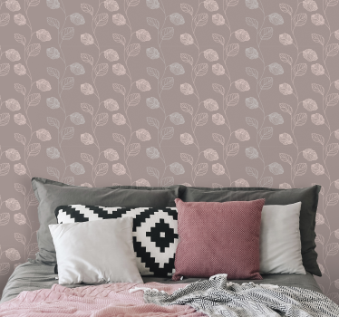 Floral Outline Design flowers wallpaper - TenStickers