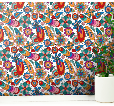 Floral Whimsy Pattern flowers wallpaper - TenStickers