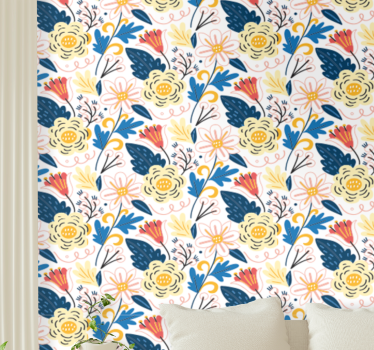 Flowering colorful design flowers wallpaper - TenStickers