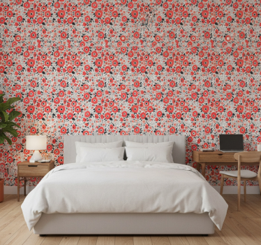 Flowers wallpaper abstract red poppies design - TenStickers
