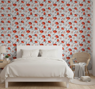 Flowers wallpaper floating red poppies - TenStickers