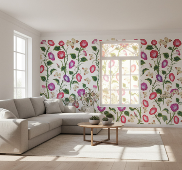 Flowers wallpaper pink and purple trumpet flowers - TenStickers