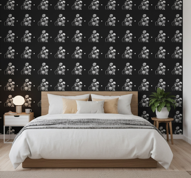 Flowers wallpaper woman and sunflowers minimalist design - TenStickers