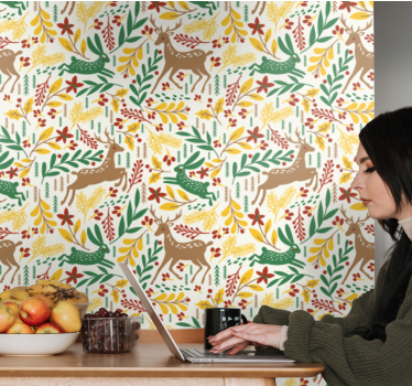 Forest Fauna Pattern cute animal wallpaper - TenStickers