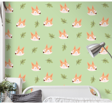 Fox Leaf Pattern cat wallpaper - TenStickers